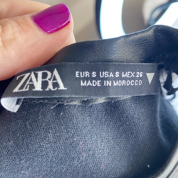 Zara Adorable Black & White Polkadot Dress Large silver Zipper detail Size Small - Picture 9 of 12